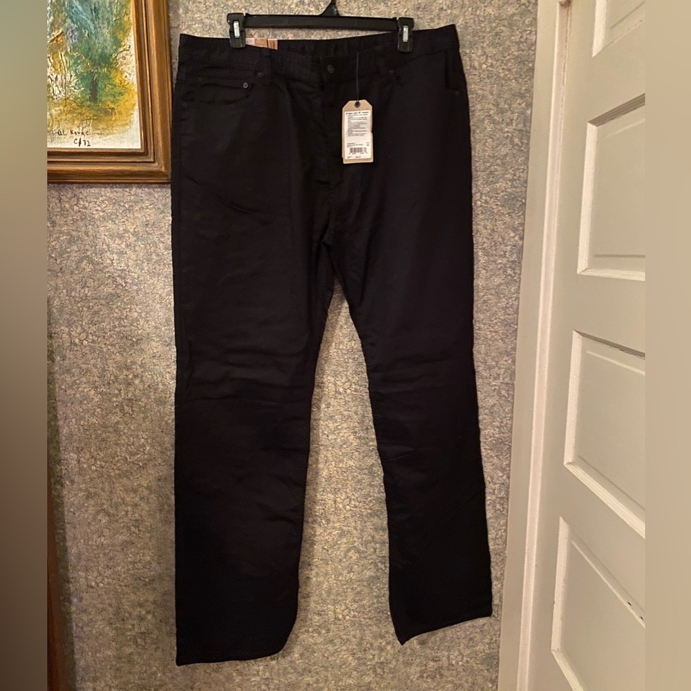 NWT Men's Black Prana Bridger Jeans 42 waist 36 inseam straight leg slim fit